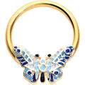 BodyCandy 16G 3/8 Gold Tone Evening Butterfly BCR Captive Ring — main product shot