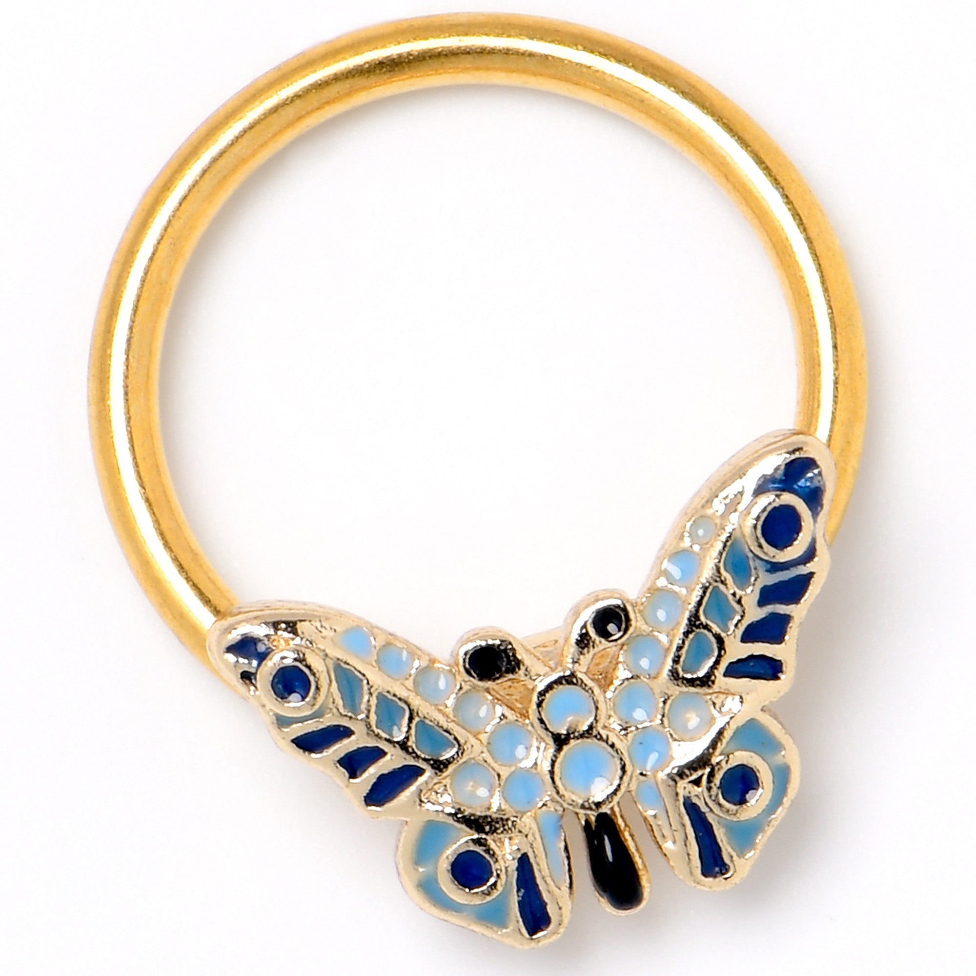 BodyCandy 16G 3/8 Gold Tone Evening Butterfly BCR Captive Ring — lifestyle context