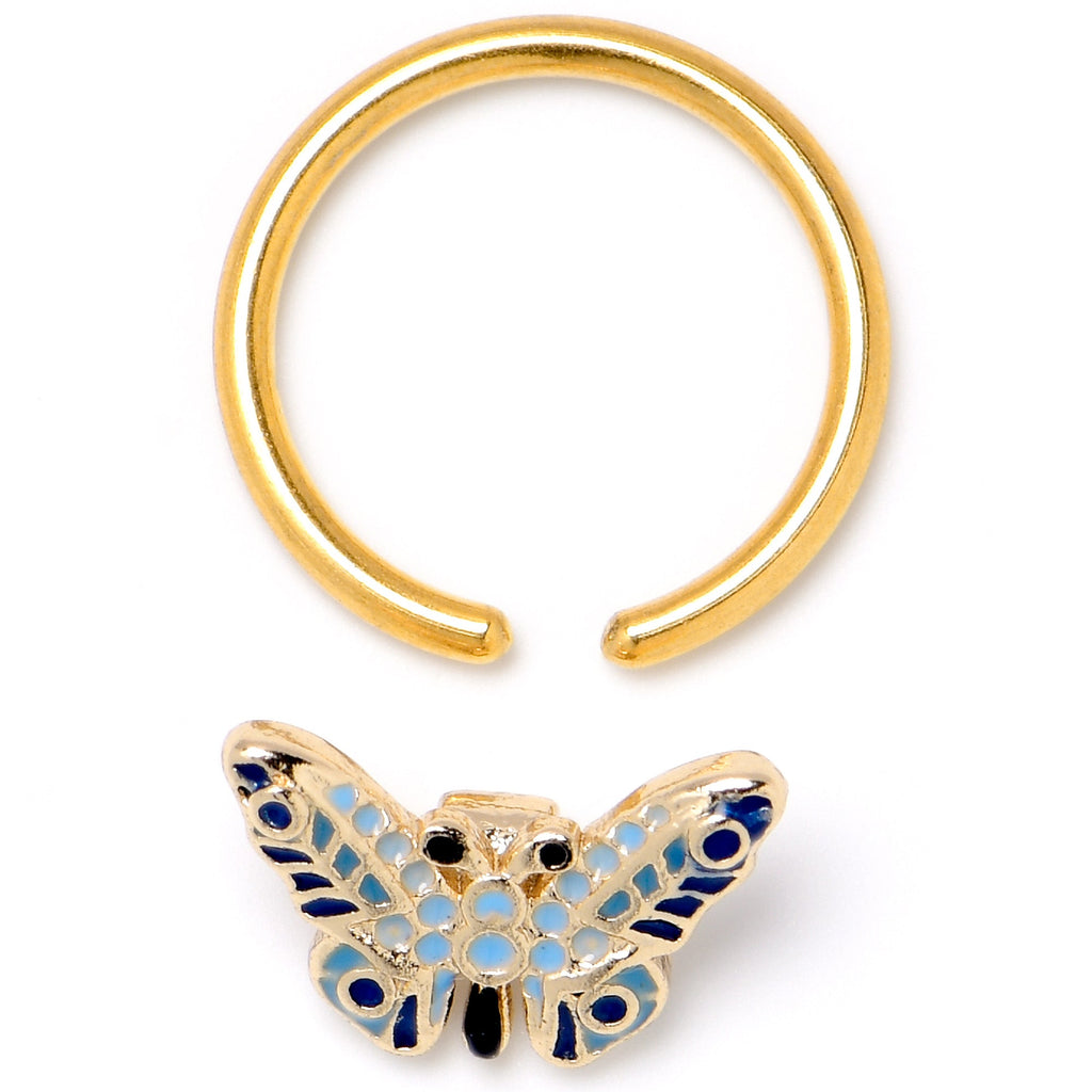 BodyCandy 16G 3/8 Gold Tone Evening Butterfly BCR Captive Ring — side view