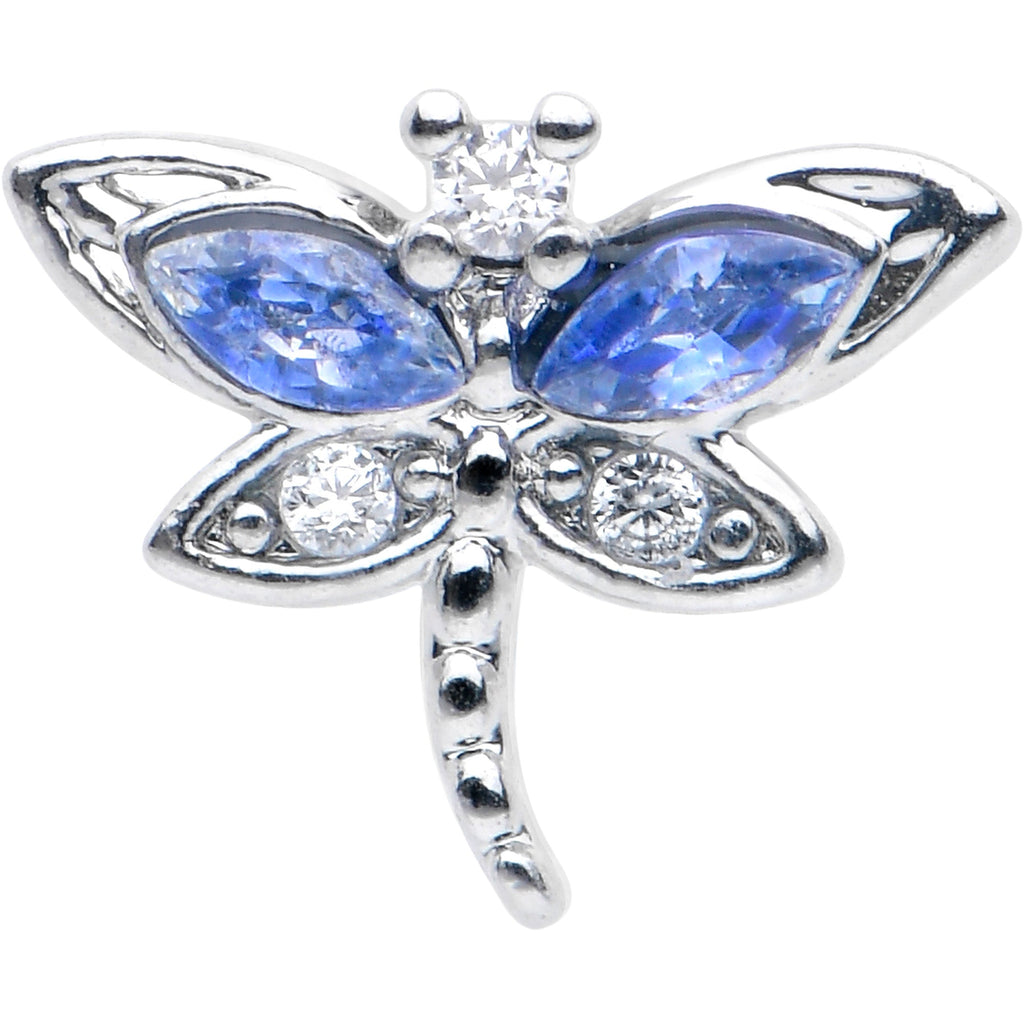 BodyCandy 16G 5/16 Blue CZ Gem Dragonfly Style Labret Monroe Tragus — detail close-up