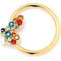 BodyCandy 16G 3/8 Red Blue Gem Gold Tone Butterfly BCR Captive Ring — main product shot