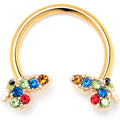 BodyCandy 16G 3/8 Red Blue Gem Gold Hue Butterfly Horseshoe Circular Barbell — main product shot