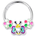 BodyCandy 16G 3/8 Clear CZ Gem Butterfly Love Bug Hinged Segment Ring — main product shot