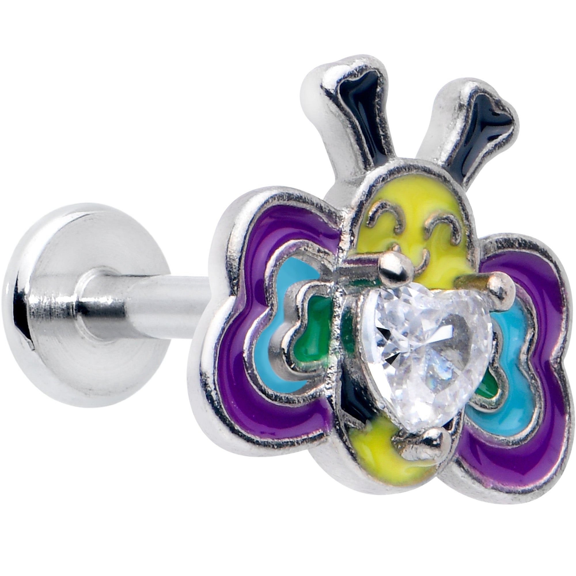 BodyCandy 16G 5/16 Clear CZ Gem Butterfly Love Bug Labret Monroe Tragus — main product shot