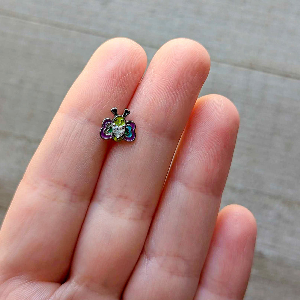 BodyCandy 16G 5/16 Clear CZ Gem Butterfly Love Bug Labret Monroe Tragus — back view
