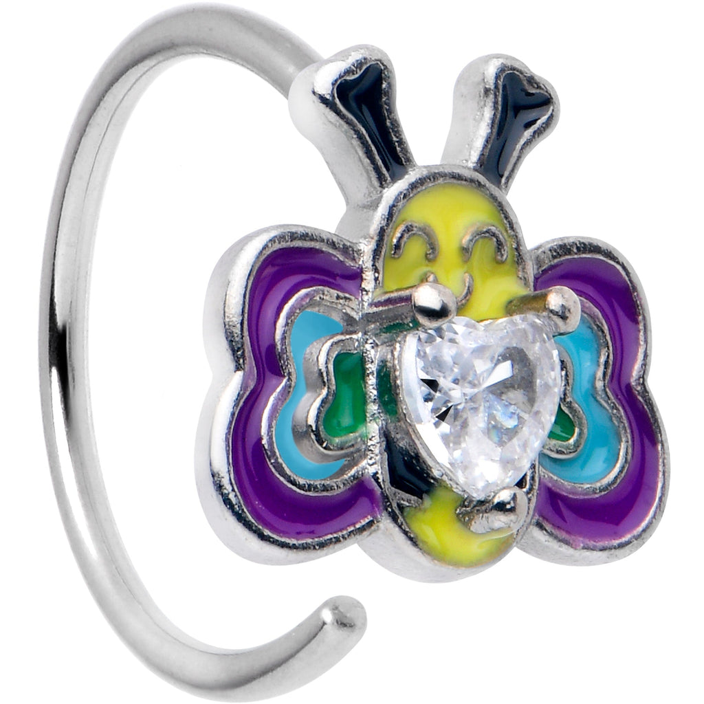 BodyCandy 20G 5/16 Clear CZ Gem Butterfly Love Bug Nose Hoop — main product shot