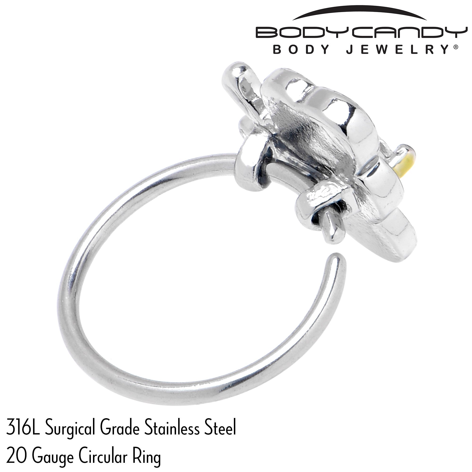 BodyCandy 20G 5/16 Clear CZ Gem Butterfly Love Bug Nose Hoop — alternative angle
