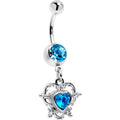 BodyCandy Blue CZ Gem Heart Pair Dangle Belly Ring — main product shot