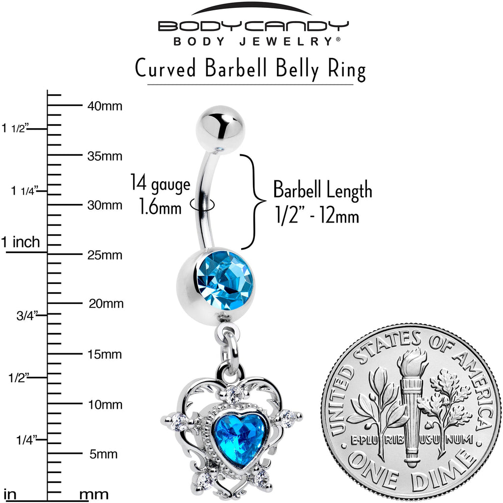 BodyCandy Blue CZ Gem Heart Pair Dangle Belly Ring — lifestyle context