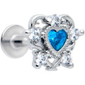 BodyCandy 16G Blue Clear CZ Gem Heart Pair Flat Back Earring — main product shot