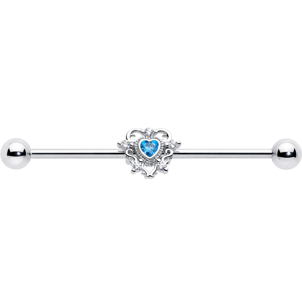 BodyCandy 14G Blue Clear CZ Gem Heart Pair Industrial Barbell 38mm — lifestyle context