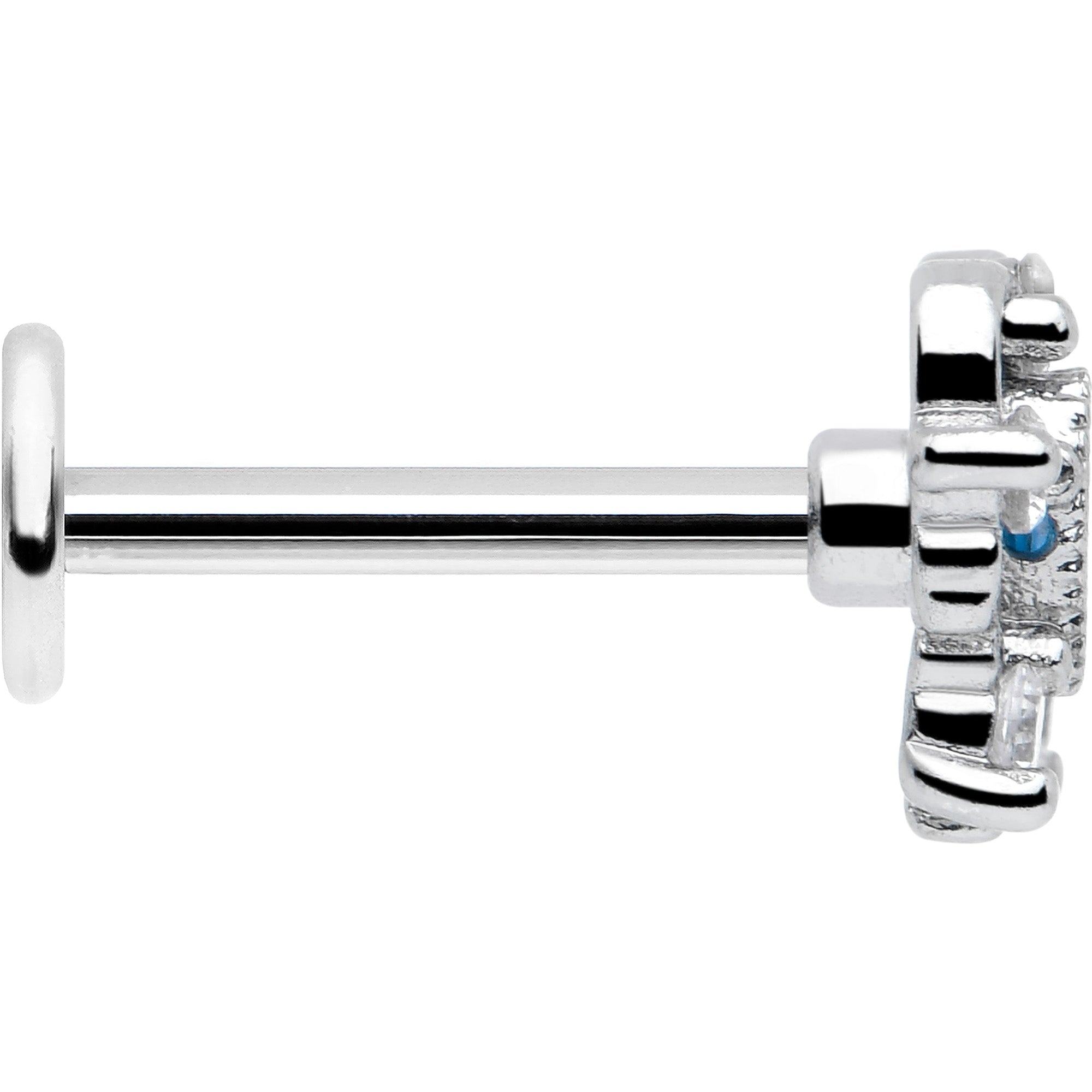BodyCandy 16G 5/16 Blue Clear CZ Gem Heart Pair Labret Monroe Tragus — side view