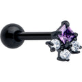 BodyCandy Purple CZ Gem Black Rhombus Riot Barbell Tongue Ring — main product shot