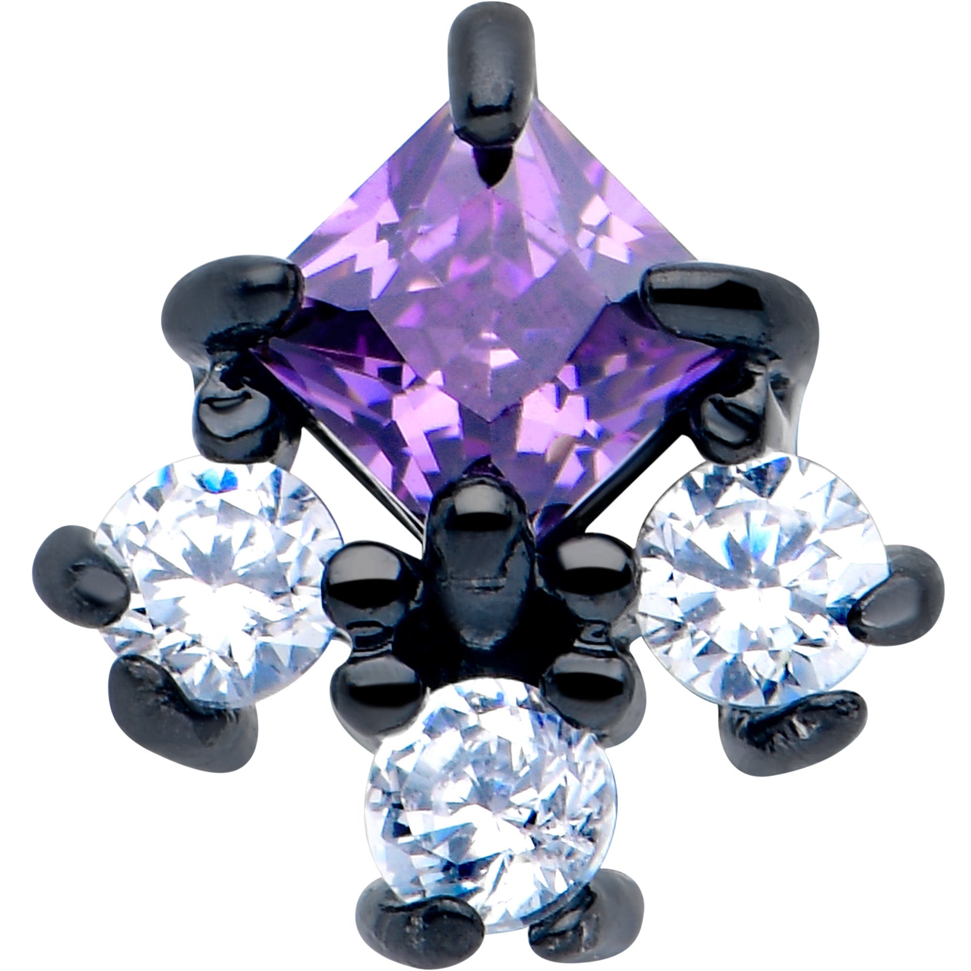 BodyCandy Purple CZ Gem Black Rhombus Riot Barbell Tongue Ring — lifestyle context