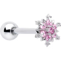 BodyCandy Pink CZ Gem Snowflake Glam Barbell Tongue Ring — main product shot