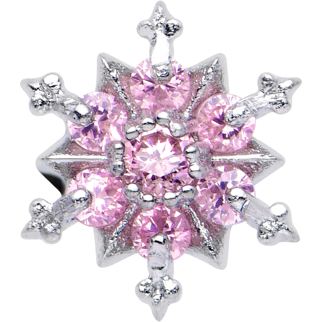 BodyCandy Pink CZ Gem Snowflake Glam Barbell Tongue Ring — lifestyle context