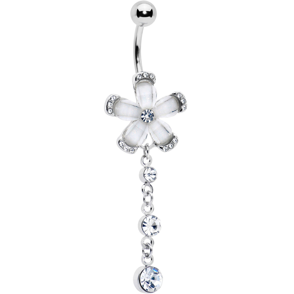 BodyCandy Clear Gem Retro Flower Glamour Dangle Belly Ring — main product shot