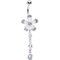 BodyCandy Clear Gem Retro Flower Glamour Dangle Belly Ring — main product shot