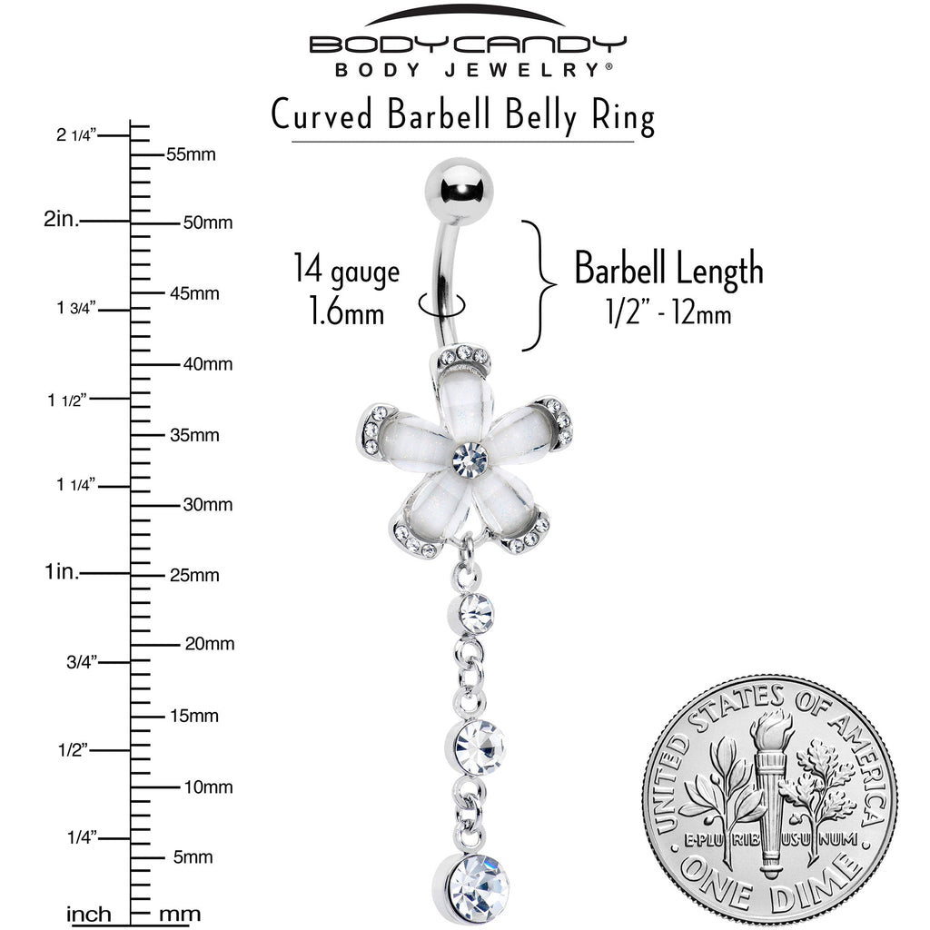BodyCandy Clear Gem Retro Flower Glamour Dangle Belly Ring — alternative angle