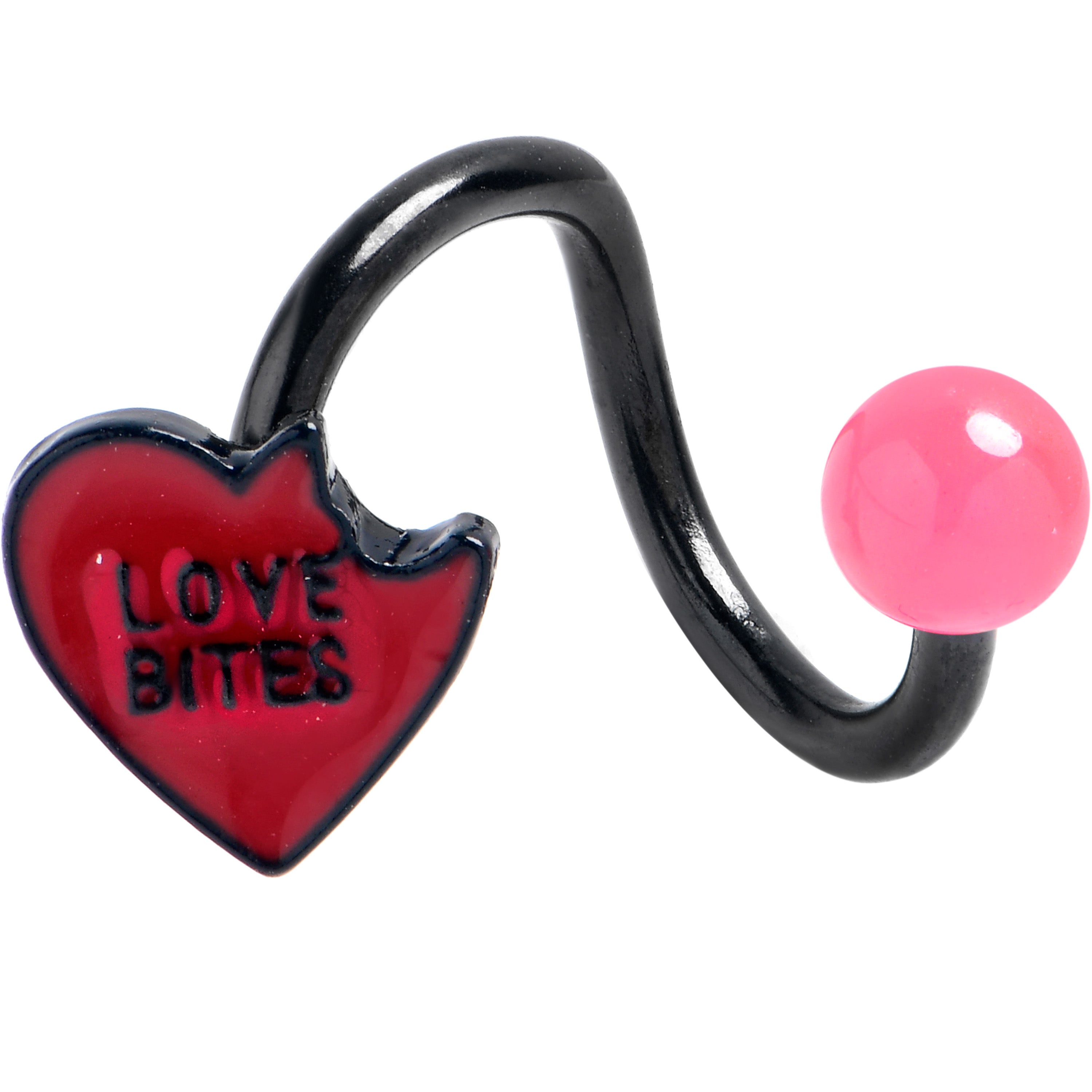 BodyCandy Black Love Bites Heart Valentines Spiral Twister Belly Ring — main product shot