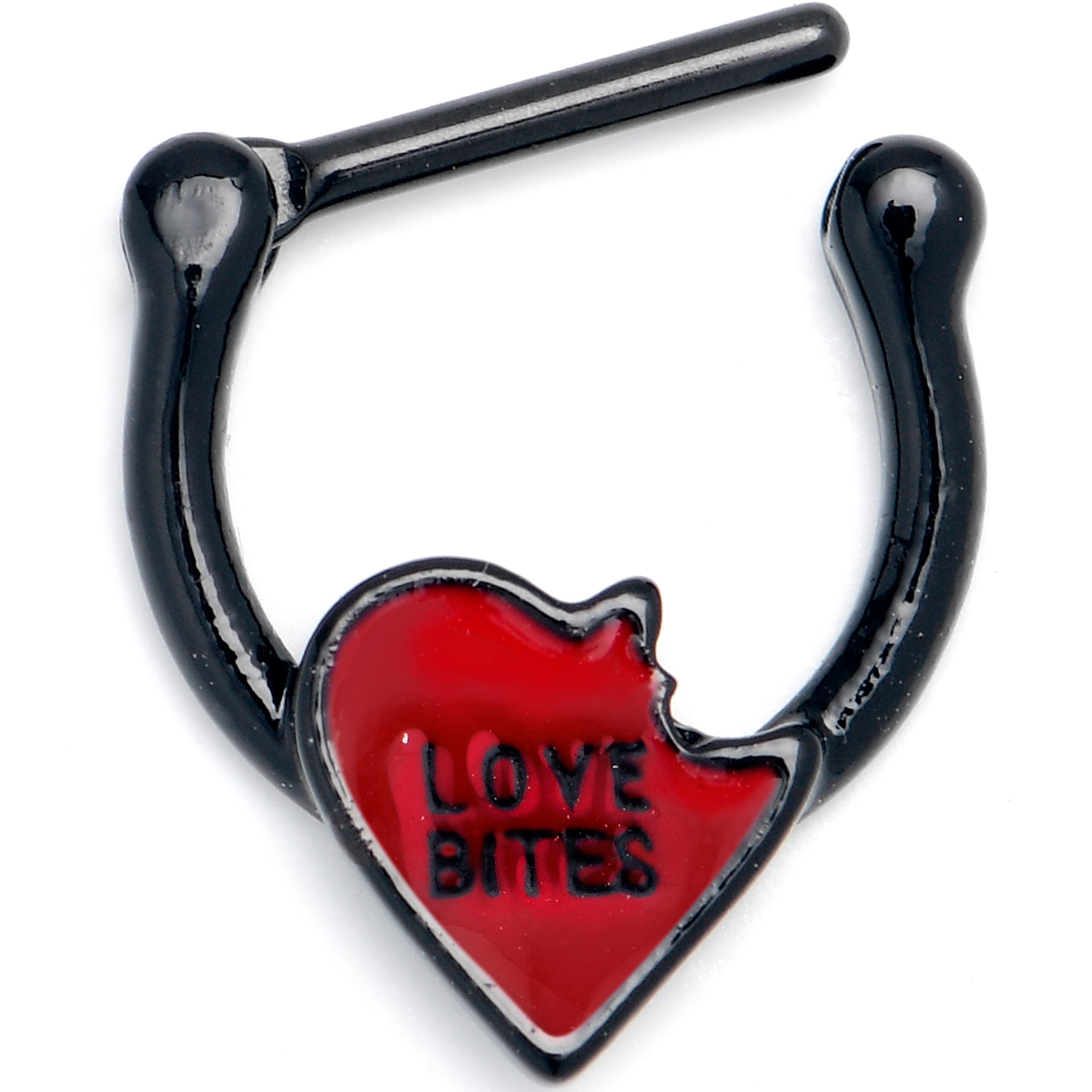 BodyCandy 16G 5/16 Black Love Bites Heart Valentine Cartilage Clicker — main product shot