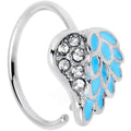 BodyCandy 20G 5/16 Clear Gem Heavenly Heart Angel Wing Blue Nose Hoop — main product shot