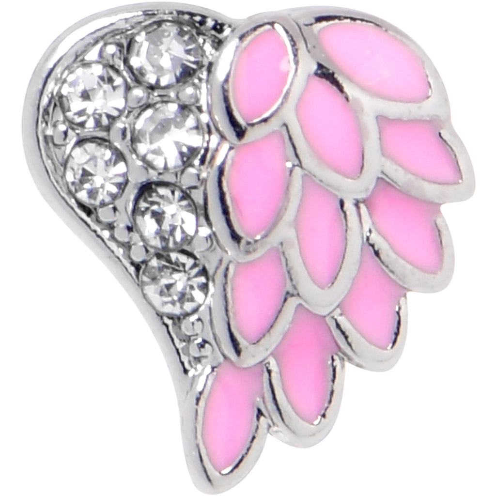 BodyCandy 20G 5/16 Clear Gem Heavenly Heart Angel Wing Pink Nose Hoop — detail close-up