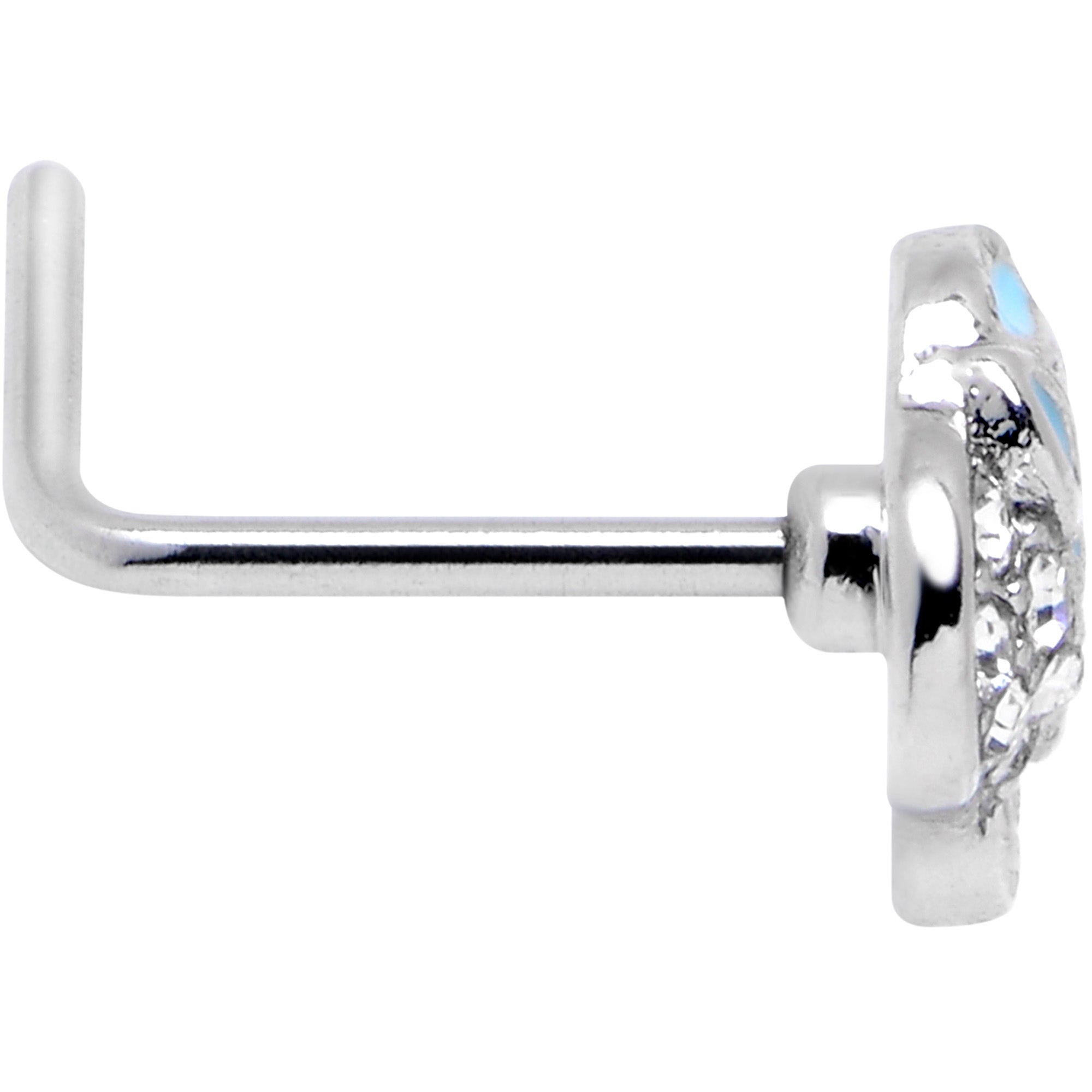BodyCandy 20G 7mm Clear Gem Heavenly Heart Angel Wing Blue L Shape Nose Ring — lifestyle context