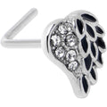 BodyCandy 20G 7mm Clear Gem Heavenly Heart Angel Wing Black L Shape Nose Ring — main product shot