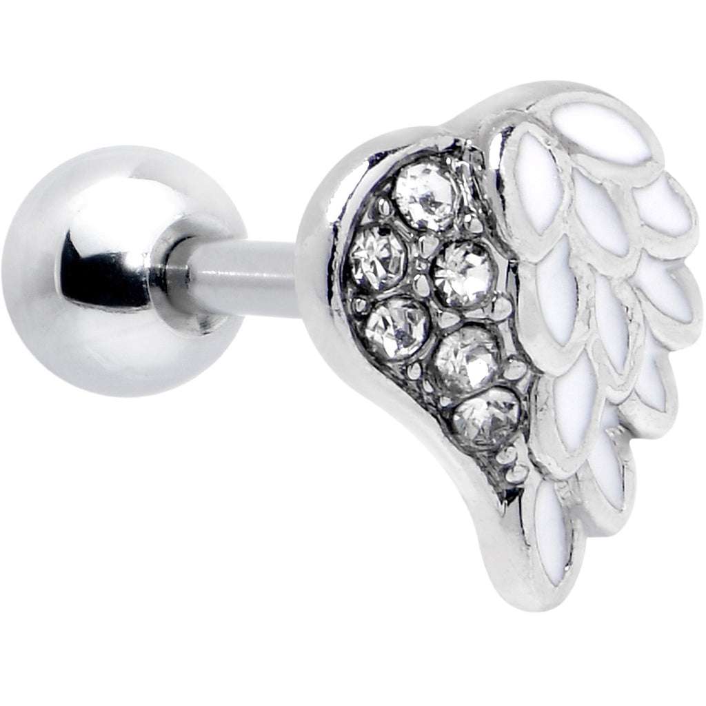 BodyCandy 16G 1/4 Clear Gem Heavenly Heart Angel Wing White Cartilage Stud — main product shot