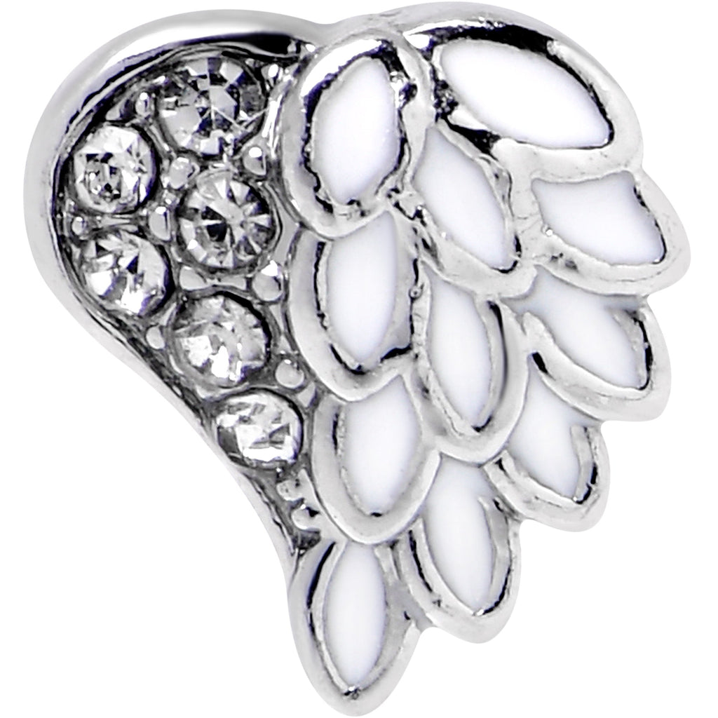 BodyCandy 16G 1/4 Clear Gem Heavenly Heart Angel Wing White Cartilage Stud — detail close-up