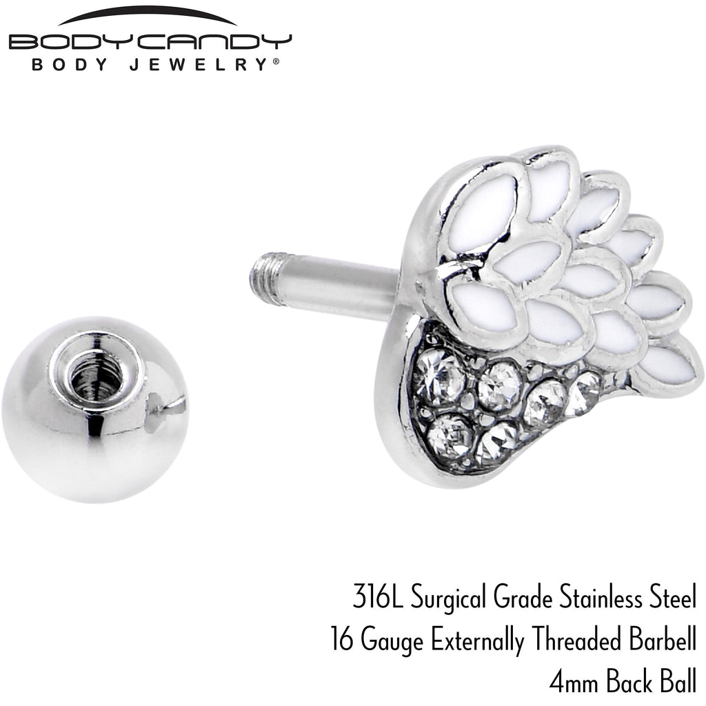 BodyCandy 16G 1/4 Clear Gem Heavenly Heart Angel Wing White Cartilage Stud — alternative angle