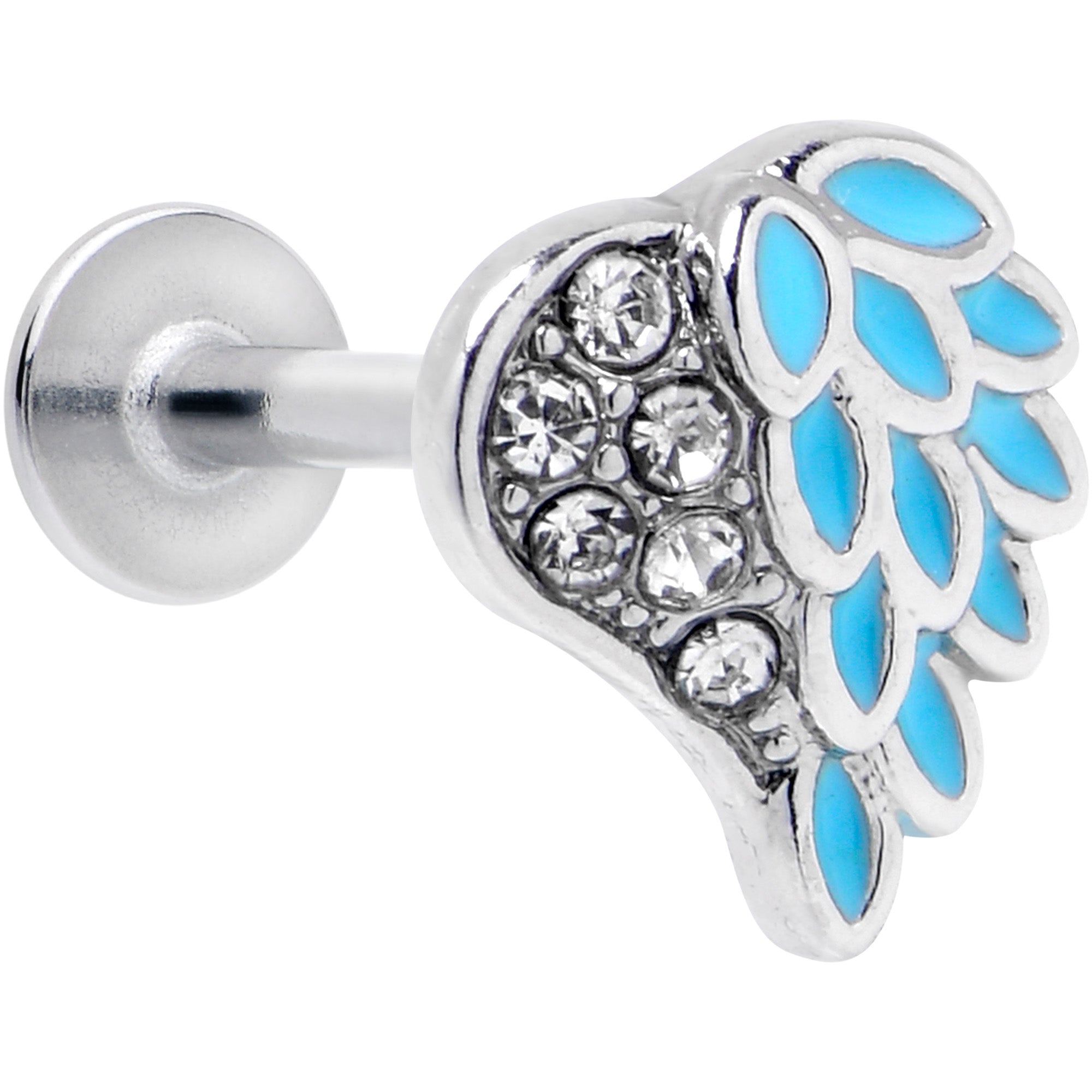 BodyCandy 16G 5/16 Clear Gem Heavenly Heart Angel Wing Blue Labret Tragus — main product shot