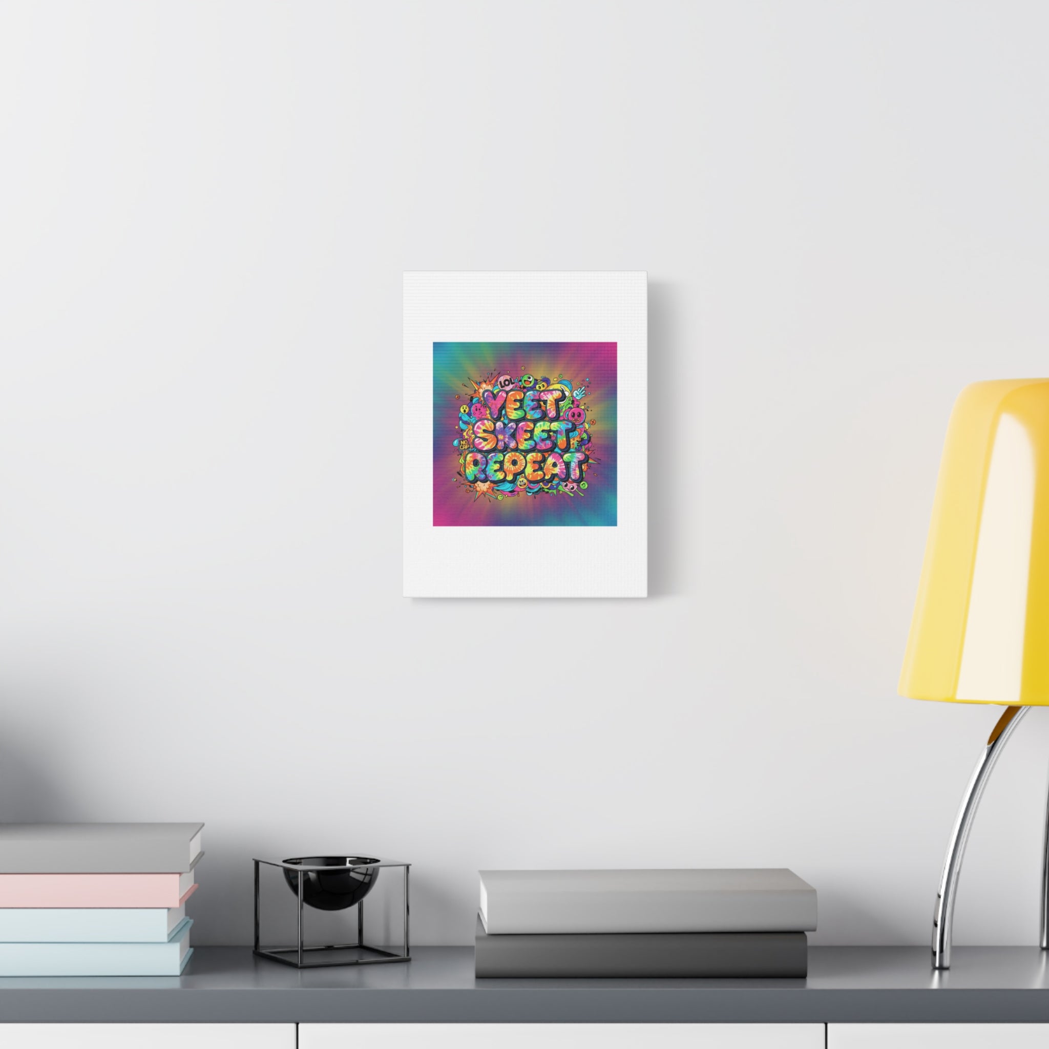 Yeet Skeet Repeat Canvas | Slogan & Glitch Graphic, Meme Phrase Wall Art