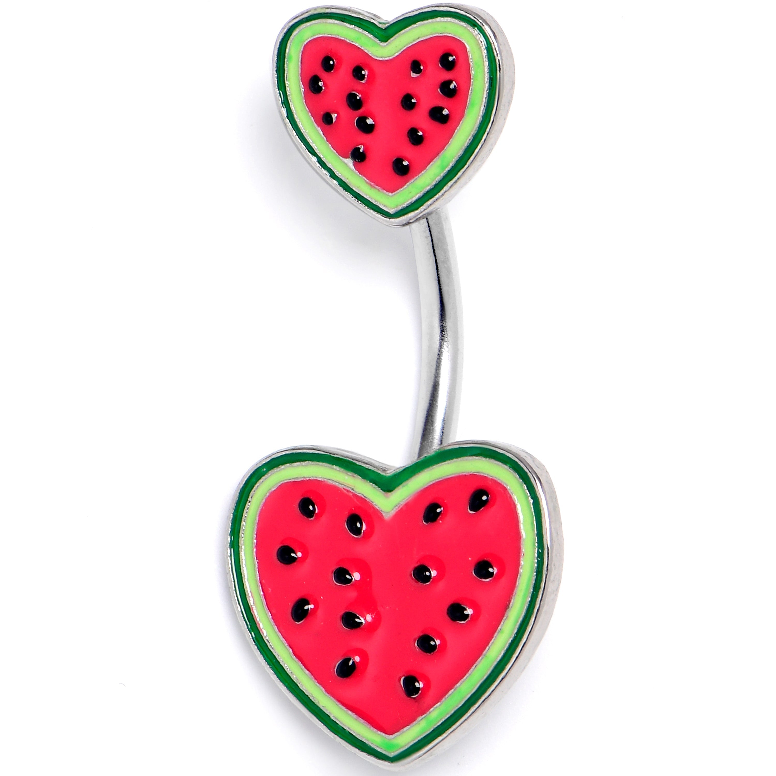 BodyCandy Watermelon Hearts Double Mount Belly Ring — main product shot
