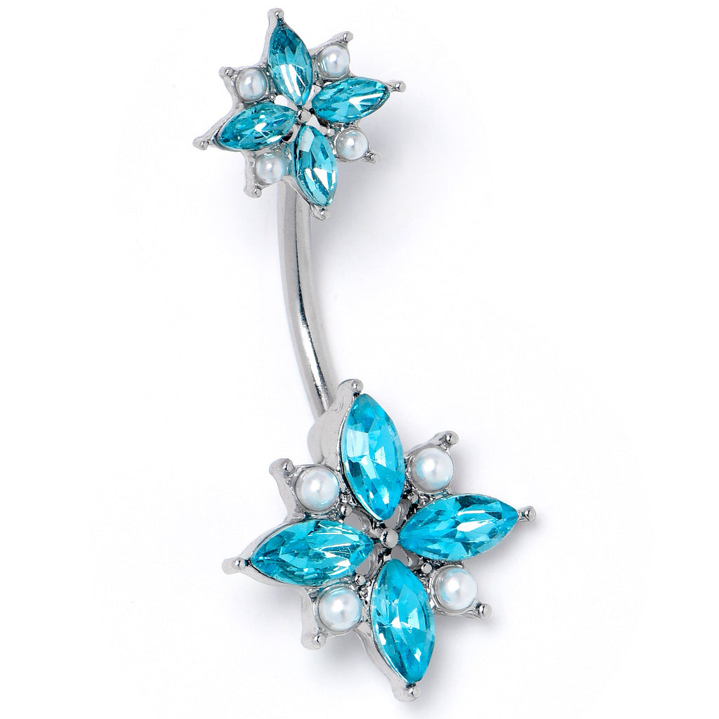 BodyCandy Blue Gem Star Power Double Mount Belly Ring — lifestyle context