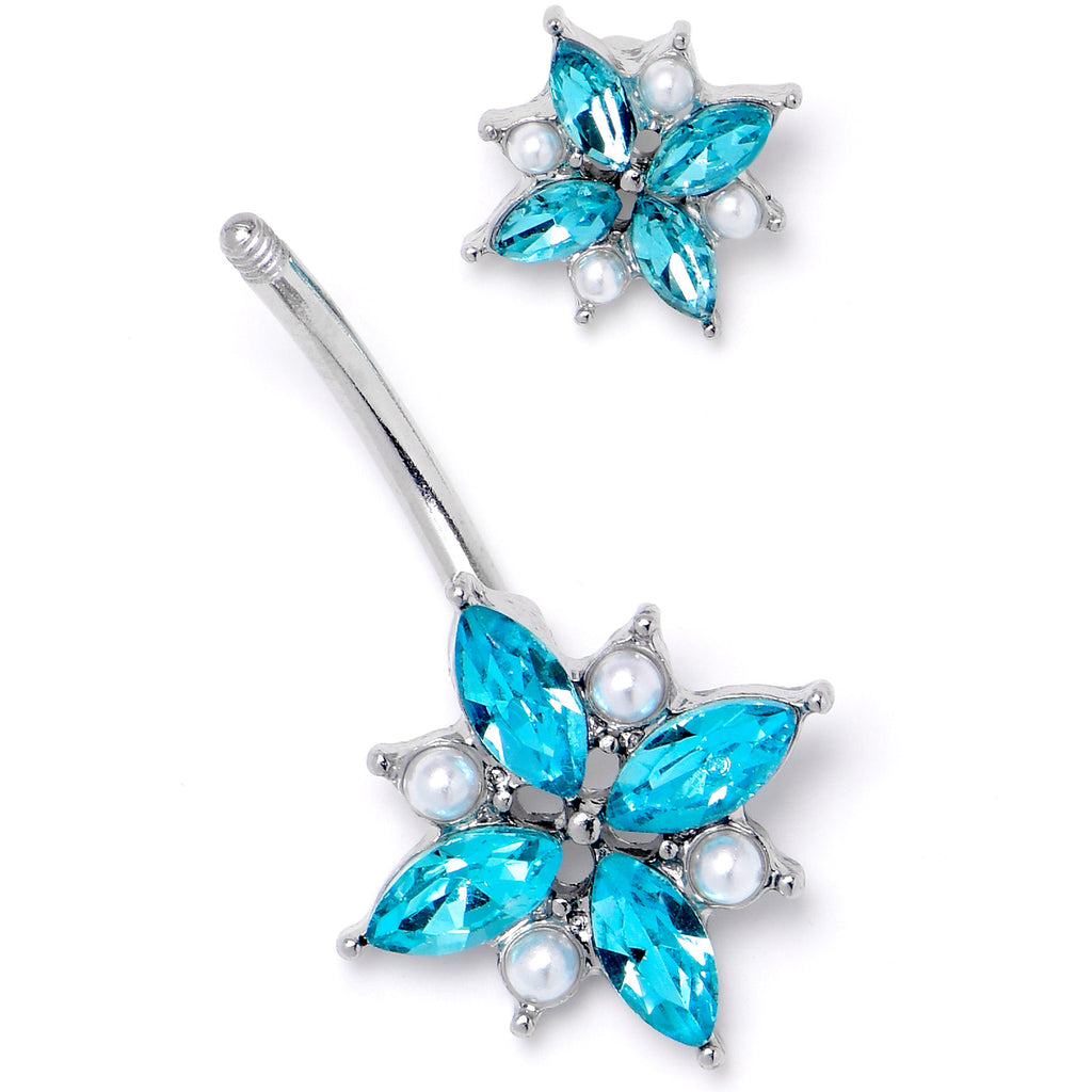 BodyCandy Blue Gem Star Power Double Mount Belly Ring — side view