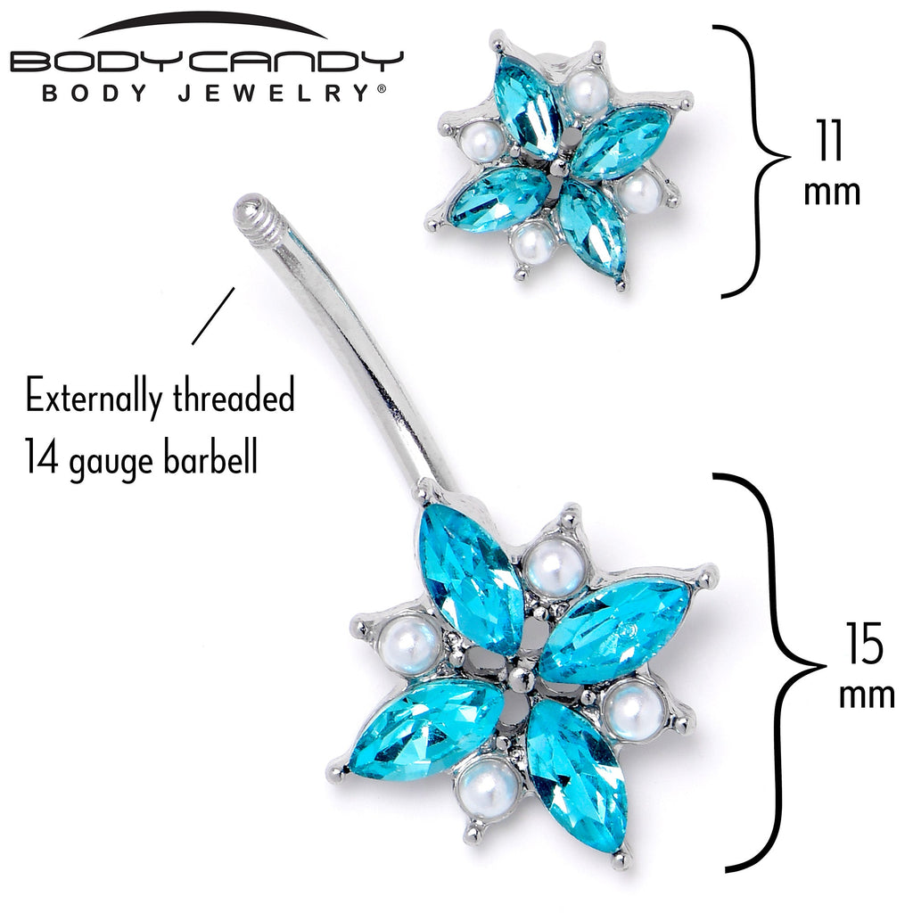 BodyCandy Blue Gem Star Power Double Mount Belly Ring — back view