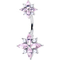 BodyCandy Pink Gem Star Power Double Mount Belly Ring — main product shot