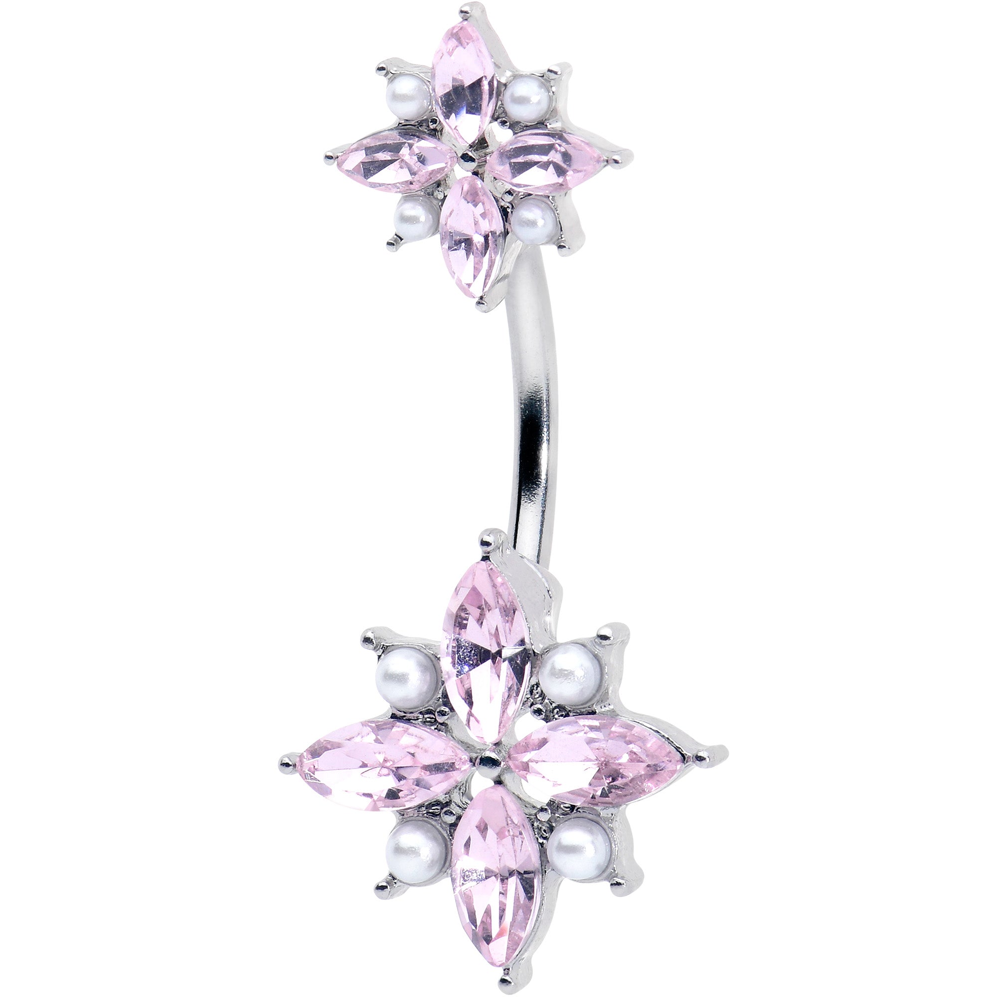 BodyCandy Pink Gem Star Power Double Mount Belly Ring — main product shot