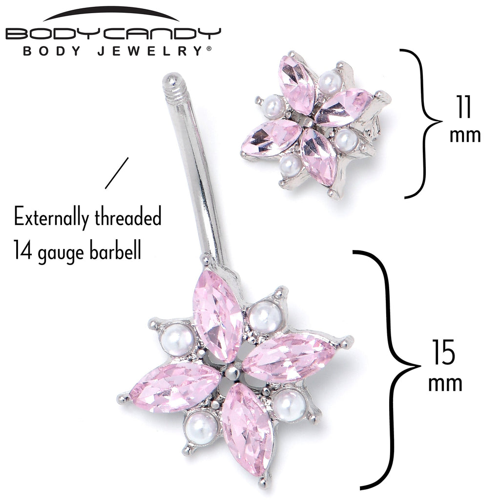 BodyCandy Pink Gem Star Power Double Mount Belly Ring — back view