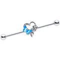 BodyCandy 14G Clear Gem Butterfly Flower Blue Industrial Barbell 38mm — main product shot