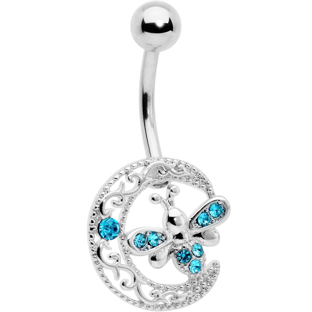 BodyCandy Blue Gem Lunar Dragonfly Dangle Belly Ring — main product shot