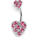 BodyCandy Pink Gem Lattice Hearts Valentine Double Mount Belly Ring — main product shot