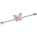 BodyCandy 14G Pink Gem Baroque Beauty Butterfly Industrial Barbell 38mm — main product shot