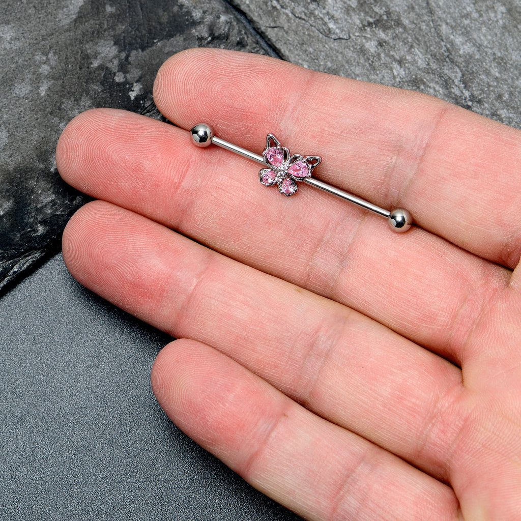 BodyCandy 14G Pink Gem Baroque Beauty Butterfly Industrial Barbell 38mm — lifestyle context