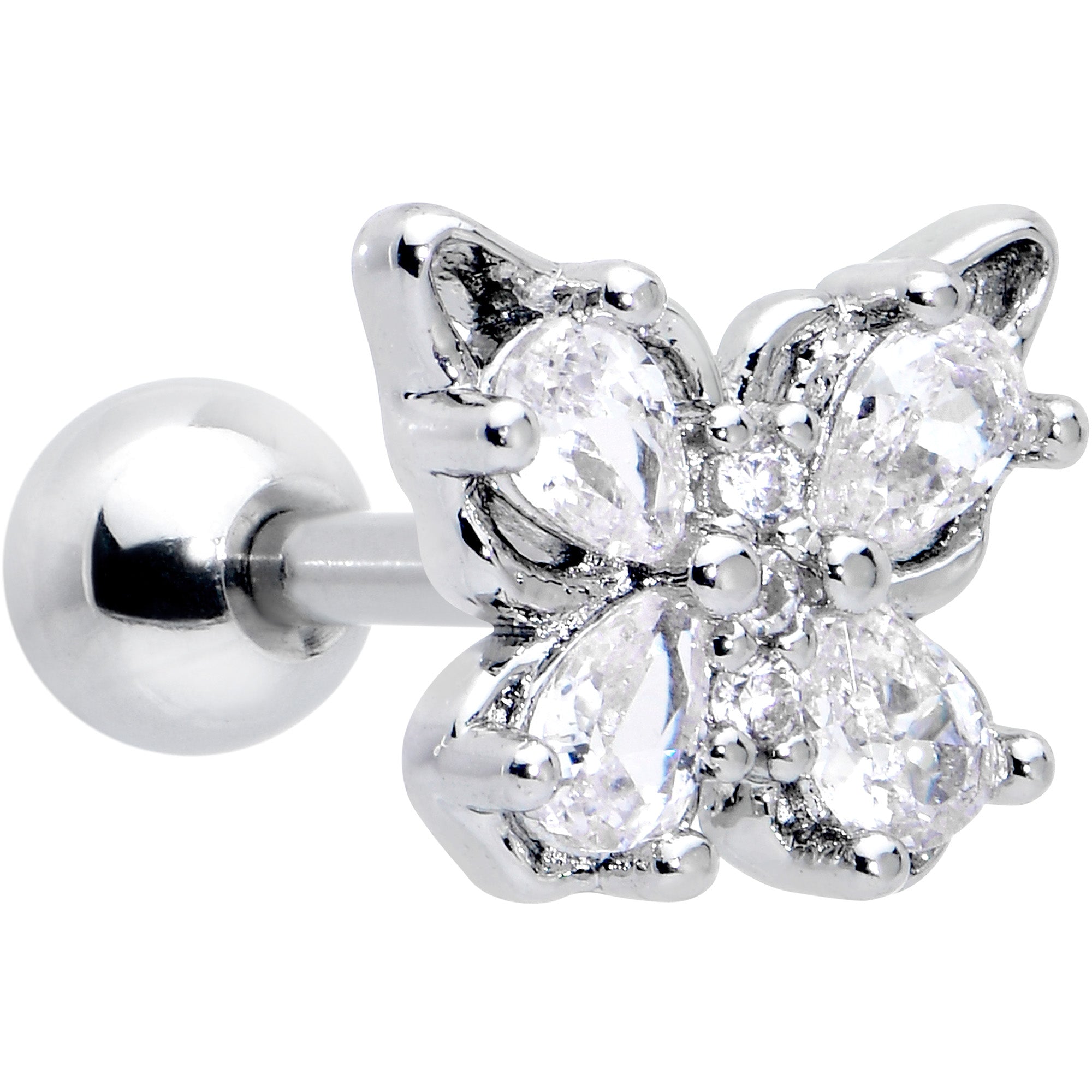 BodyCandy 16G 1/4 Clear Gem Baroque Beauty Butterfly Cartilage Tragus Earring — main product shot