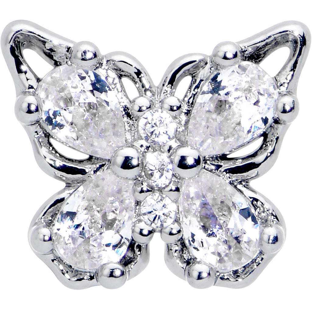 BodyCandy 16G 1/4 Clear Gem Baroque Beauty Butterfly Cartilage Tragus Earring — detail close-up