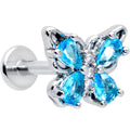 BodyCandy 16G 5/16 Blue Gem Baroque Butterfly Internally Threaded Labret — main product shot