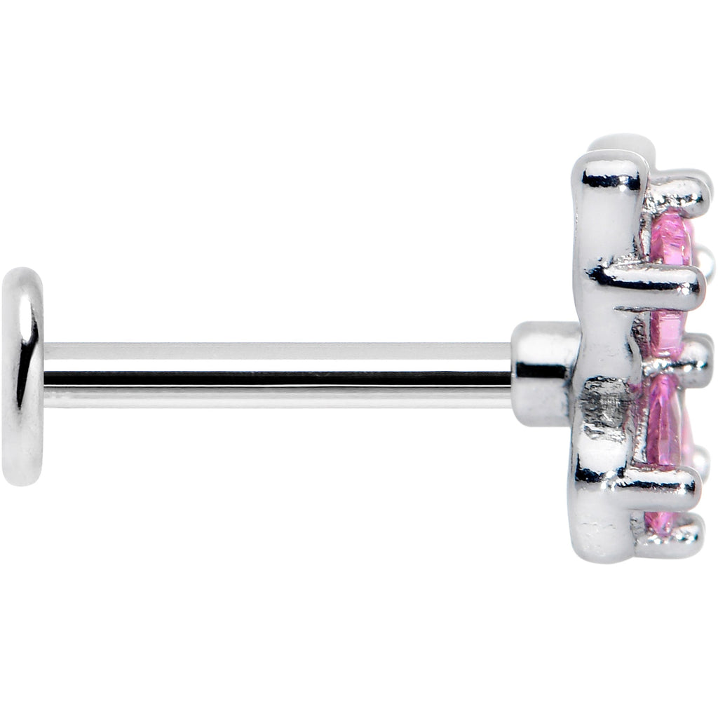 BodyCandy 16G 5/16 Pink Gem Baroque Butterfly Internally Threaded Labret — lifestyle context